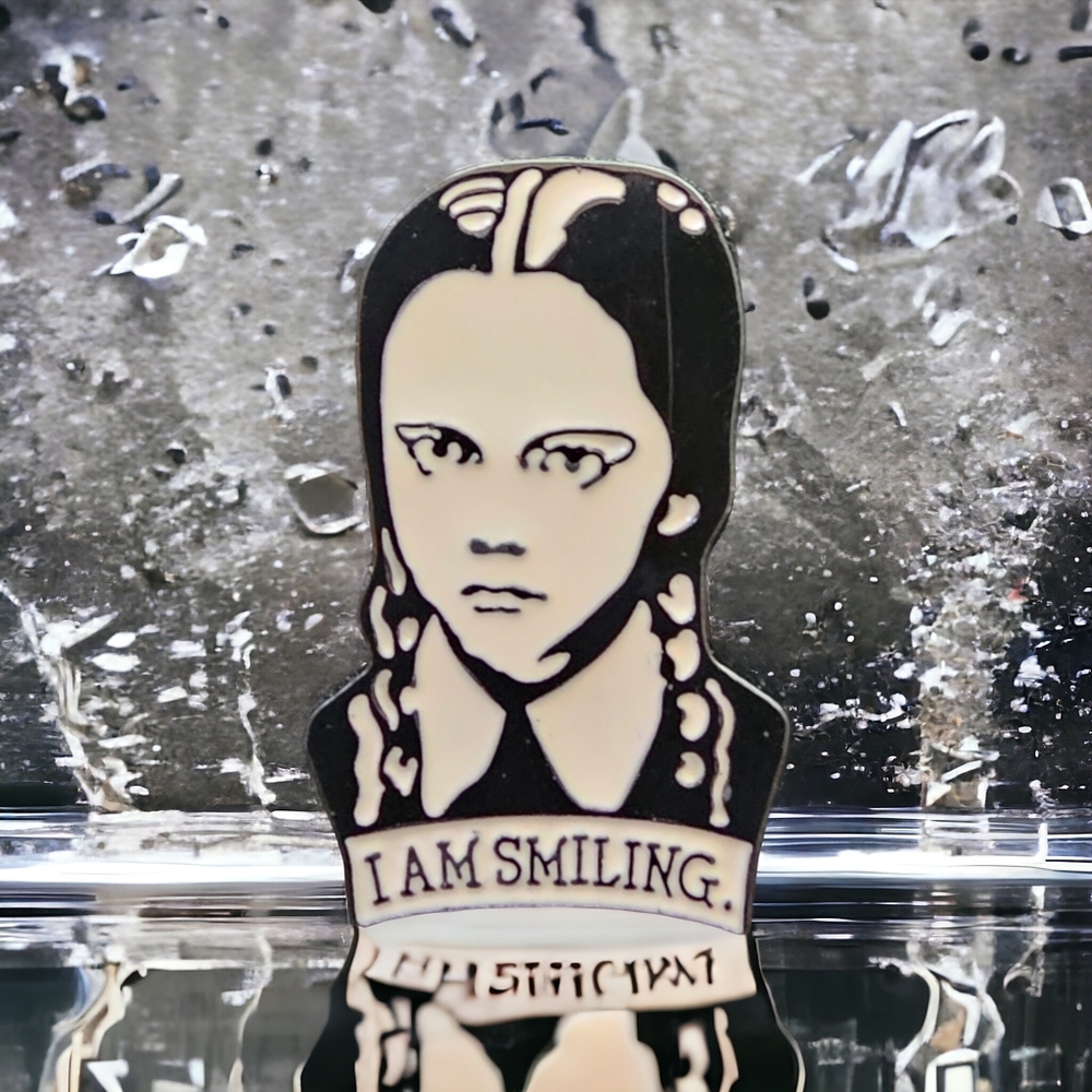 Wednesday Addams  Enamel Pin "I am smiling" NWOT
